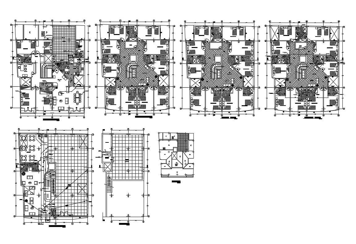 Multi-story residential building floor plan cad drawing details dwg ...