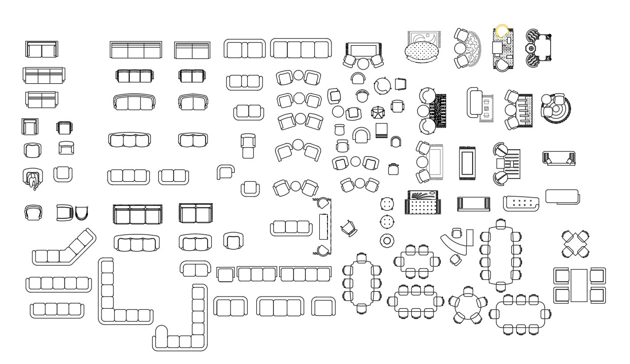 Multiple Sofa-Set Furniture CAD Block Design of DWG file - Cadbull