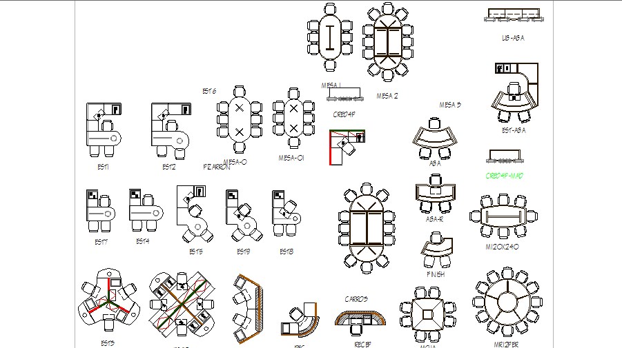 Multiple conference tables and office desks furniture blocks details ...