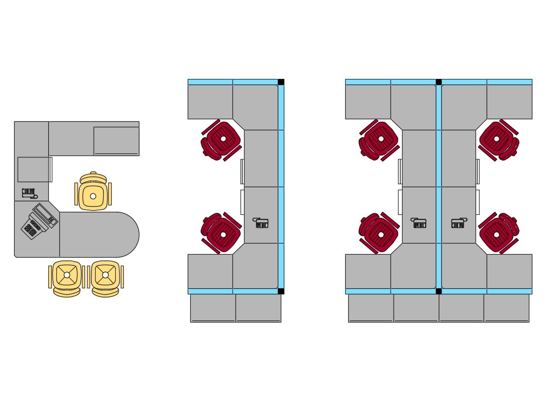 Multiple office desks 3d elevation blocks cad drawing ...