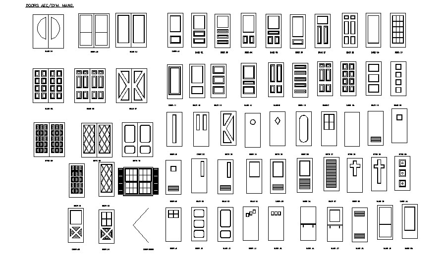 Multiple single and double door elevation blocks dwg file - Cadbull