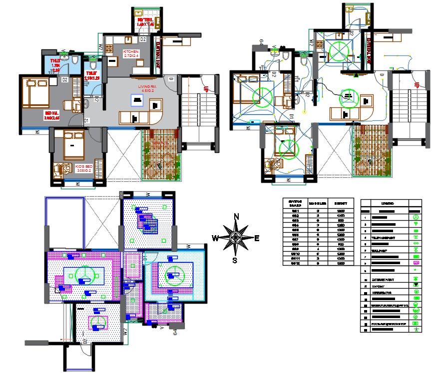 North Facing 2 Bhk House With Electrical Layout Drawing Dwg File Cadbull