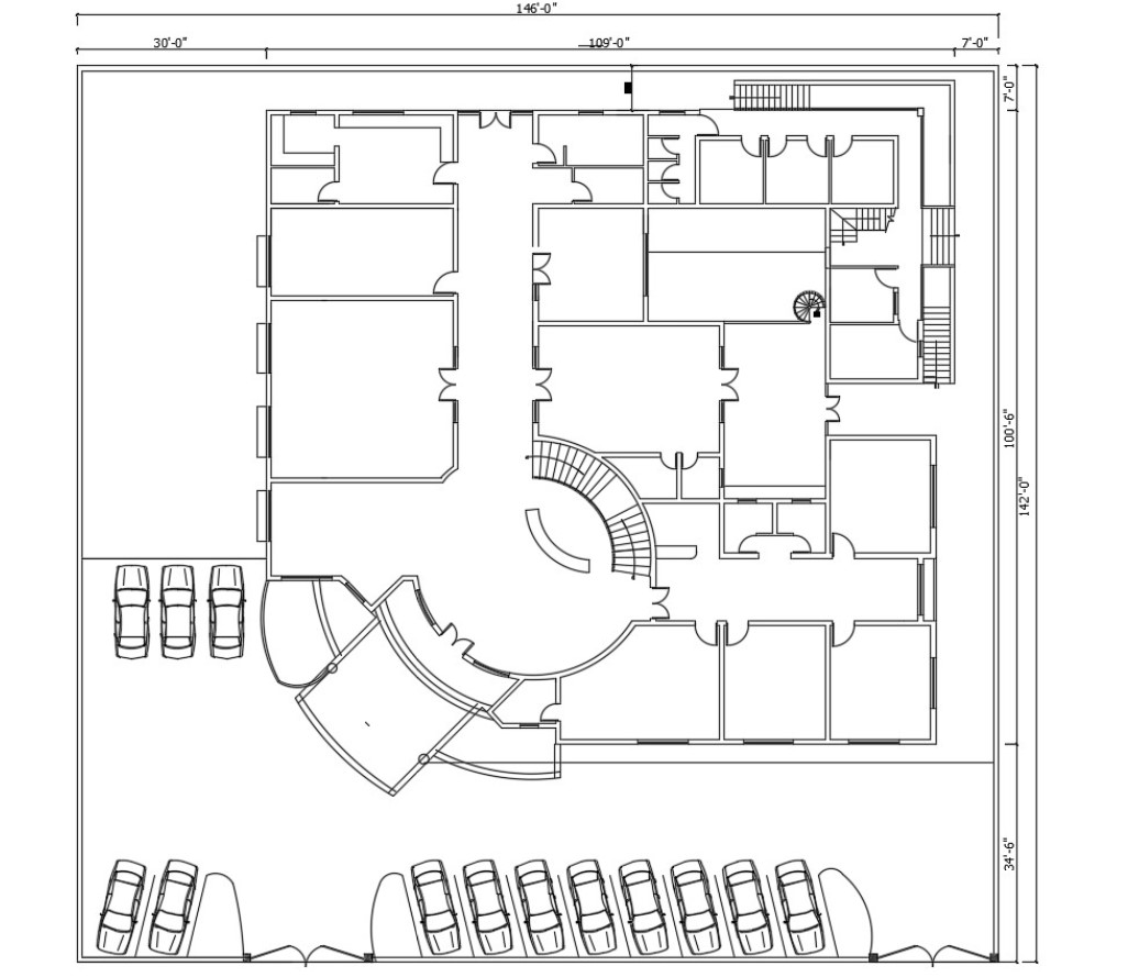Office Building Ground Floor Plan DWG File Cadbull