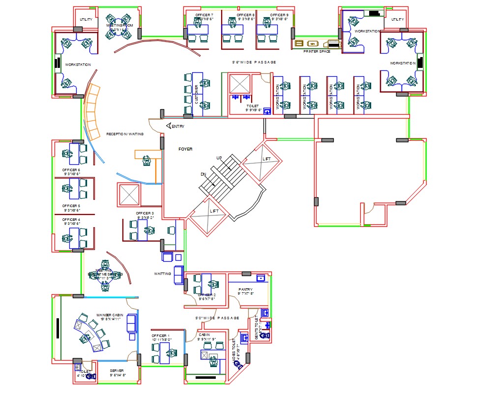 Office Floor Plan Layout AutoCAD File - Cadbull