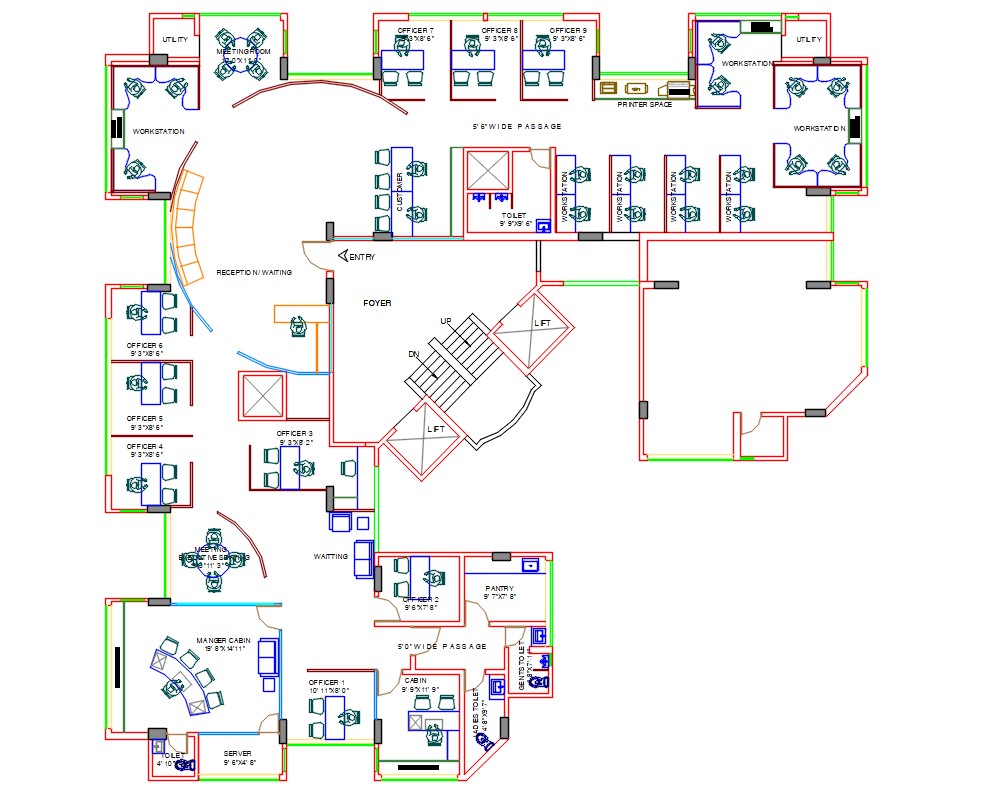 Office Interior Furniture Layout Plan Autocad Drawing Dwg File Cadbull