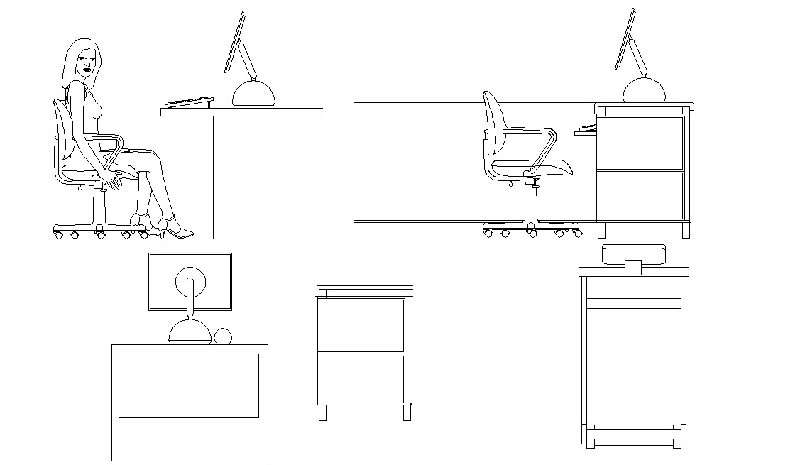 Office Furniture Elevation Design CAD BLocks - Cadbull