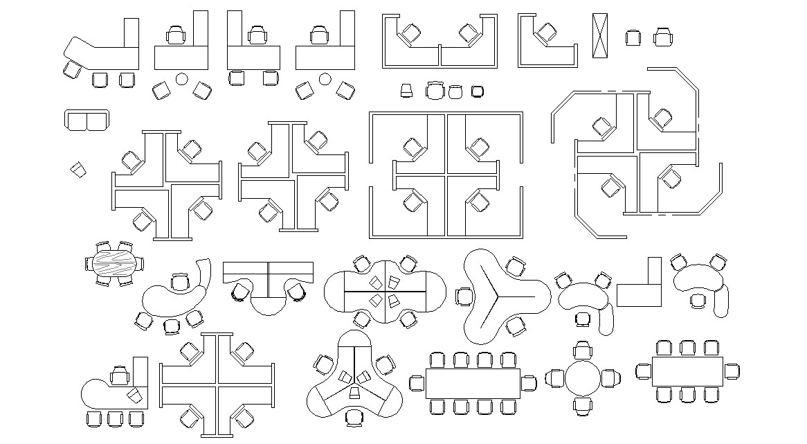 Office Furniture Set 2d AutoCAD Drawing - Cadbull