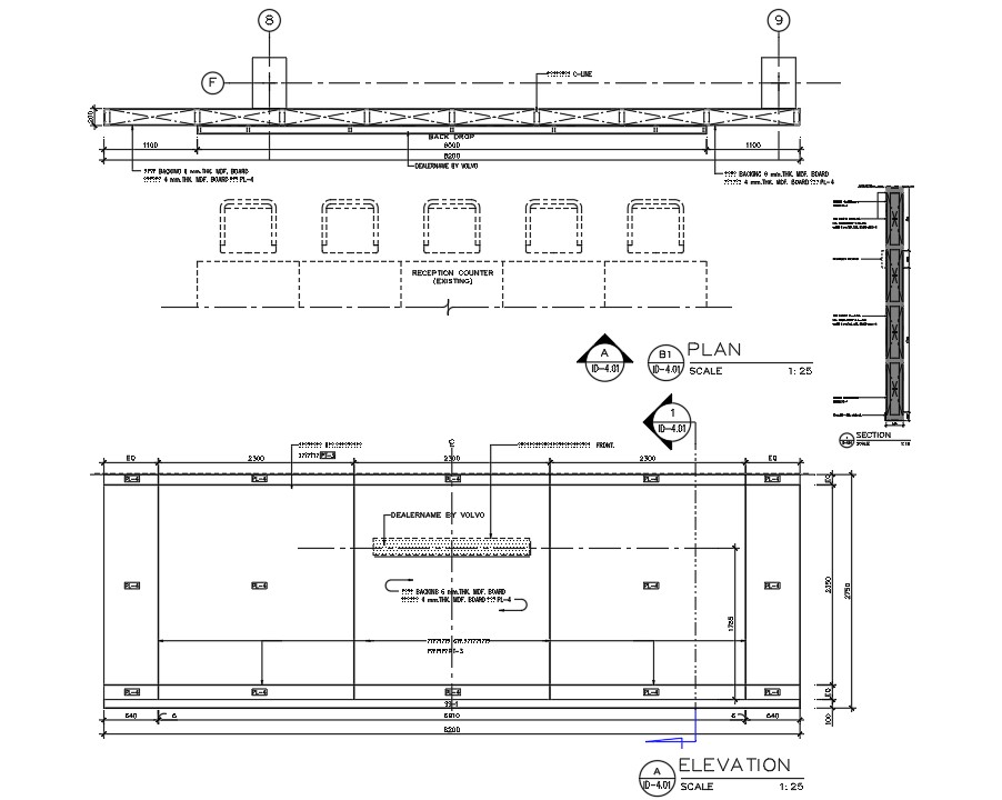 Office Waiting Area Plan And Elevation Design DWG File - Cadbull