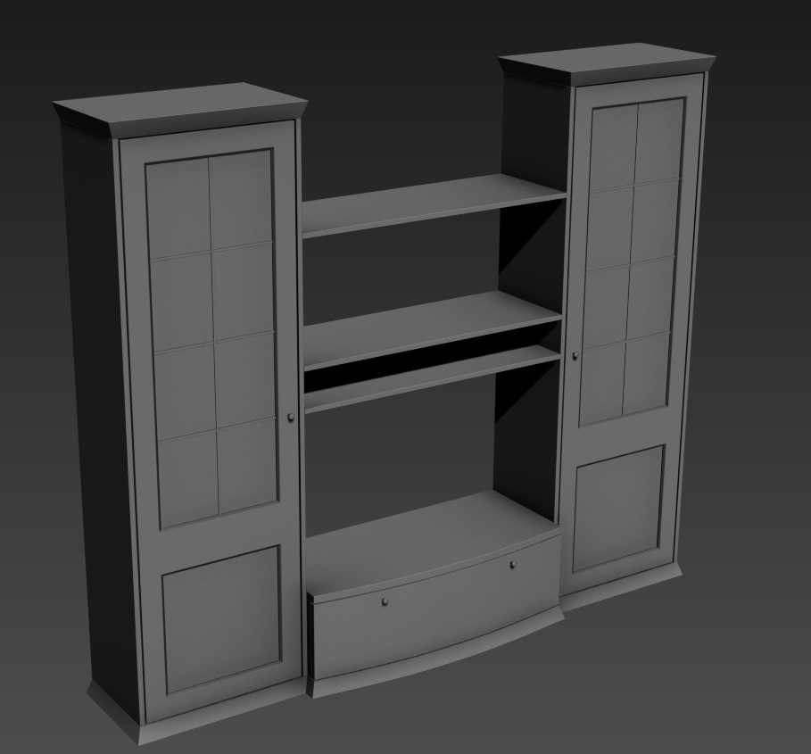 Old Furniture Style TV Showcase Cupboard  3D MAX File Cadbull