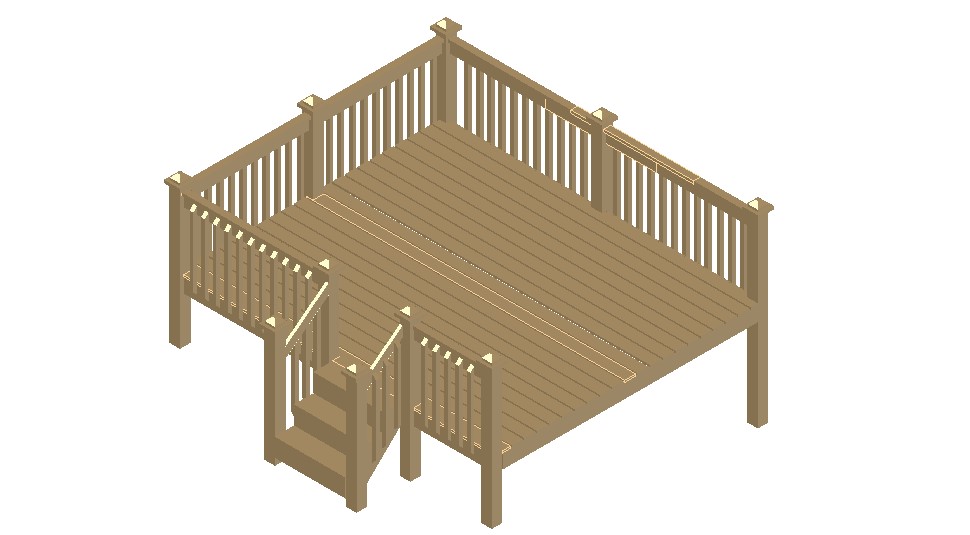 Outdoor Wood Decking 3d model CAD drawing Details - Cadbull