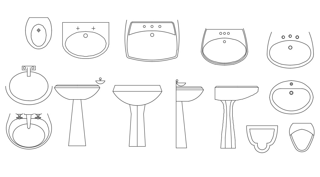 Pedestal Wash Basin And Toilet CAD Blocks Free Download - Cadbull