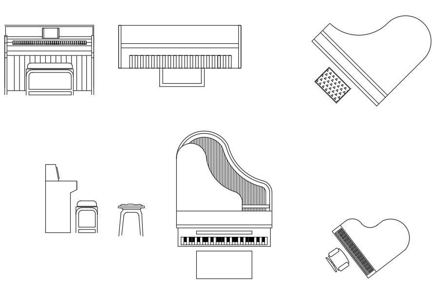 Piano AutoCAD Drawing Free CAD Blocks - Cadbull