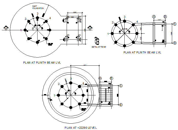 Plan at plinth beam lvl detail dwg file - Cadbull