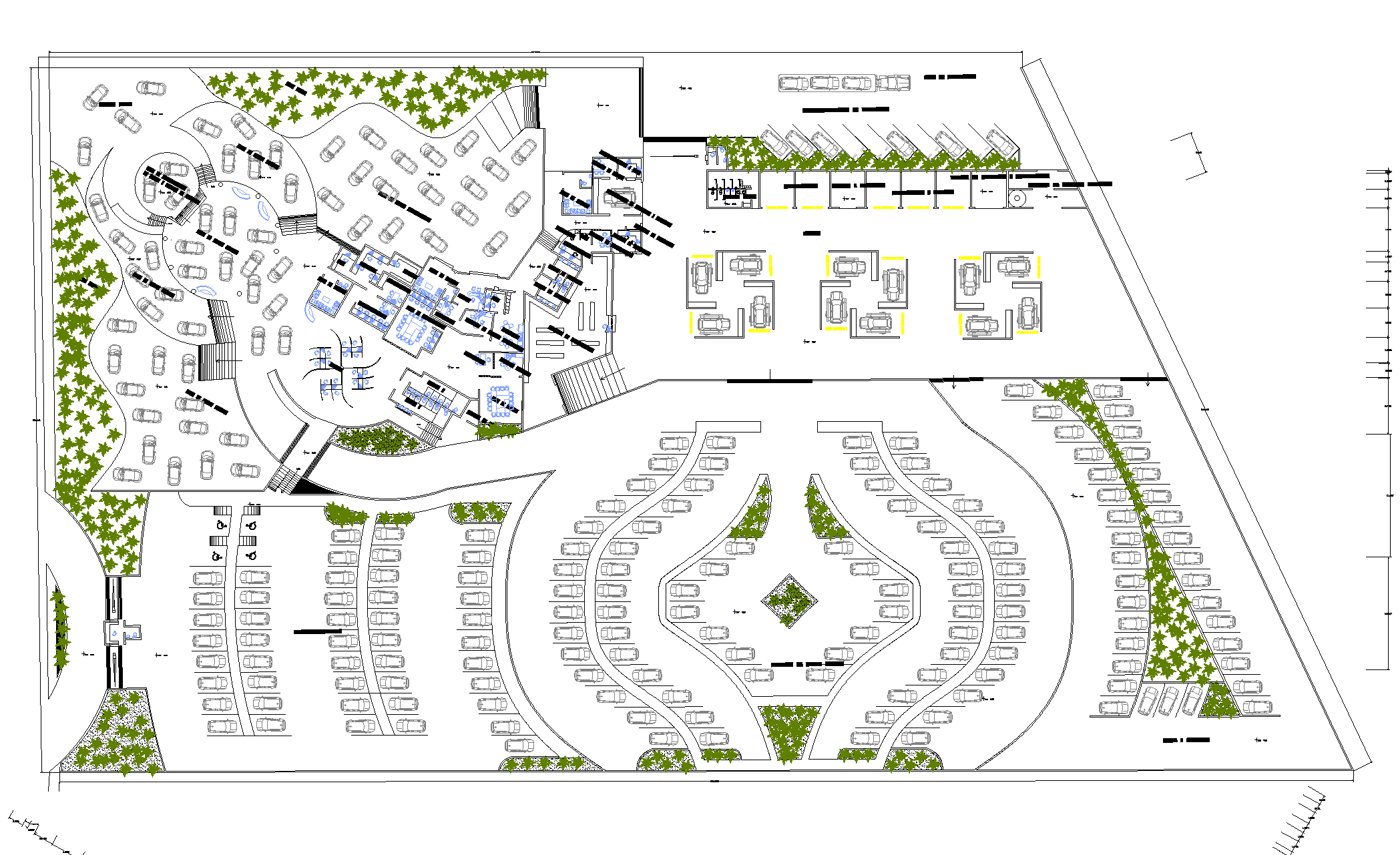 Plan for auto-mobile dealership store detail dwg file. - Cadbull