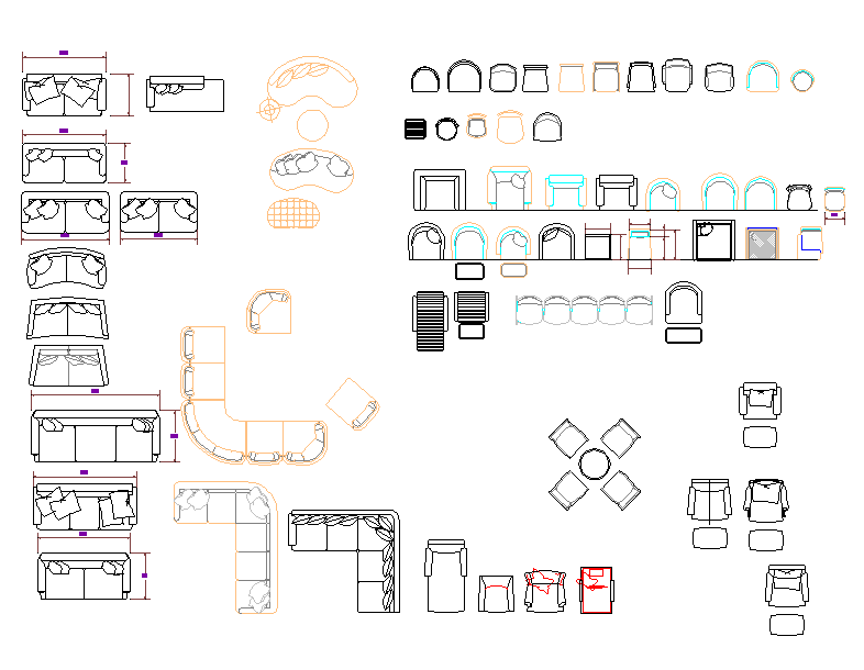 Plan of furniture equipment detail dwg file. - Cadbull