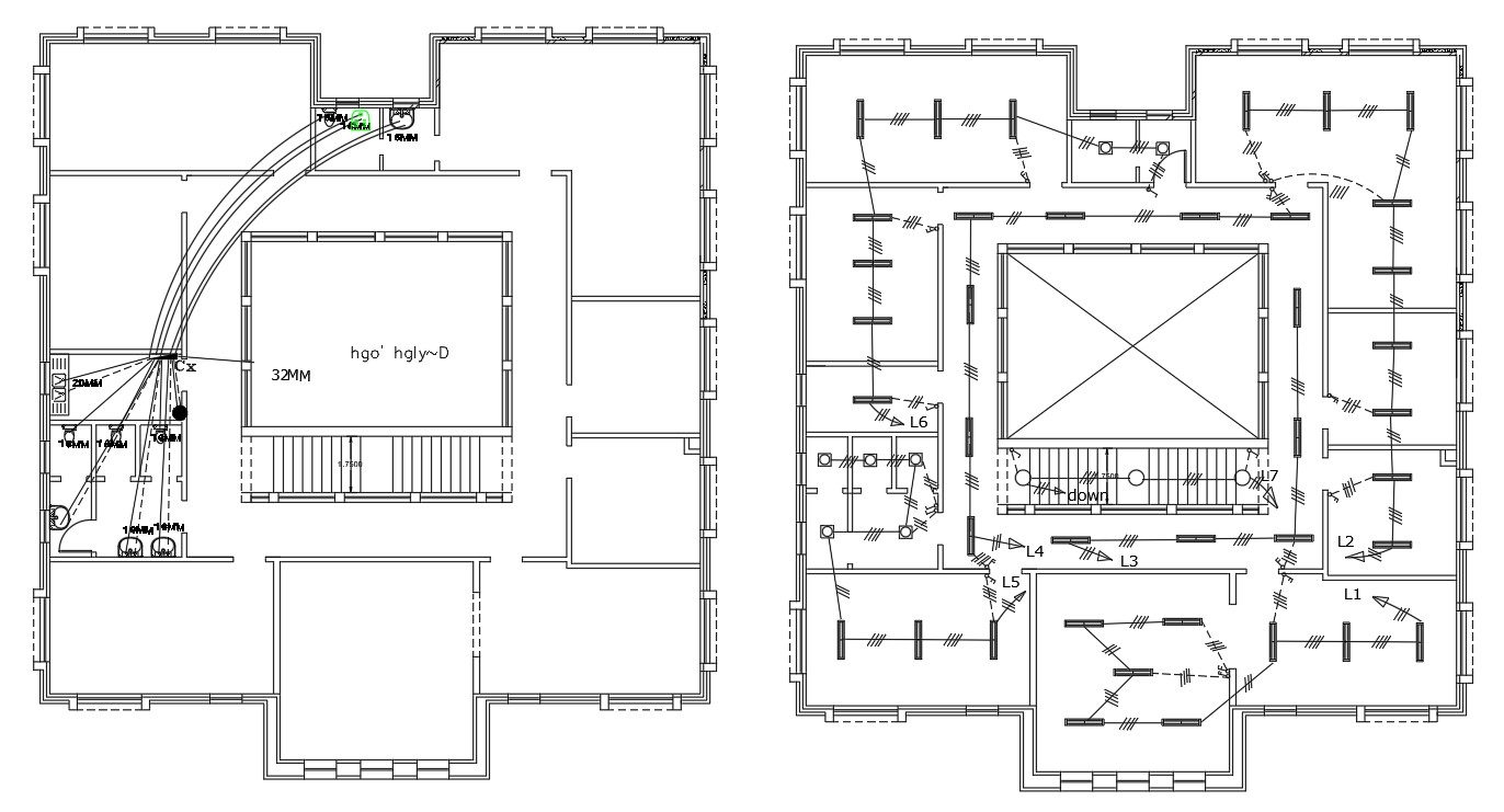 Plumbing And Electrical Layout Plan Of Hostel Building DWG File - Cadbull