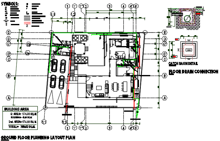 Plumbing plan in ground floor plan detail dwg file Cadbull