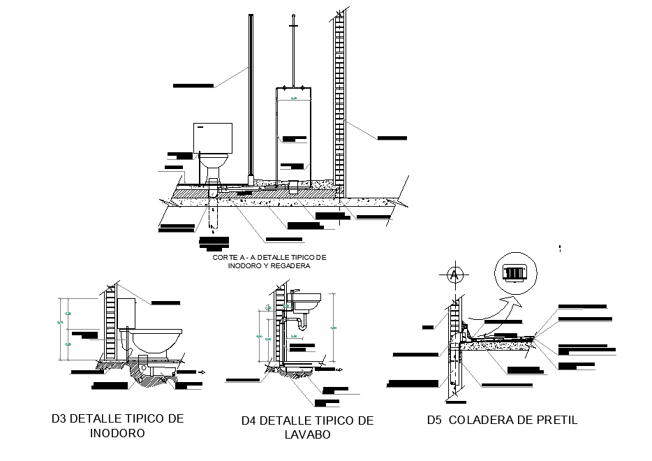 Plumbing sanitary elevation and section plan layout file 