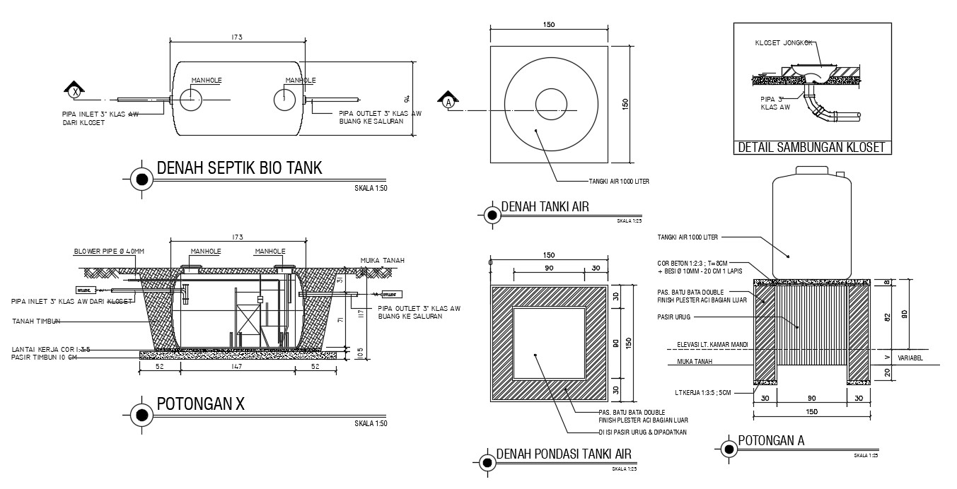 Plumbing Design Of Water Tank Fixing AutoCAD Drawing - Cadbull