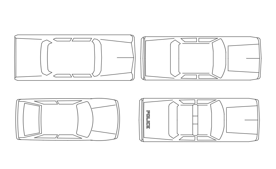 Police Car CAD Blocks Top View Drawing Free download - Cadbull