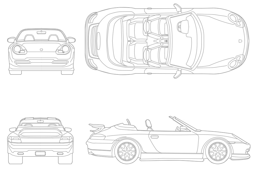 Porsche Sports Car Drawing AutoCAD Blocks - Cadbull