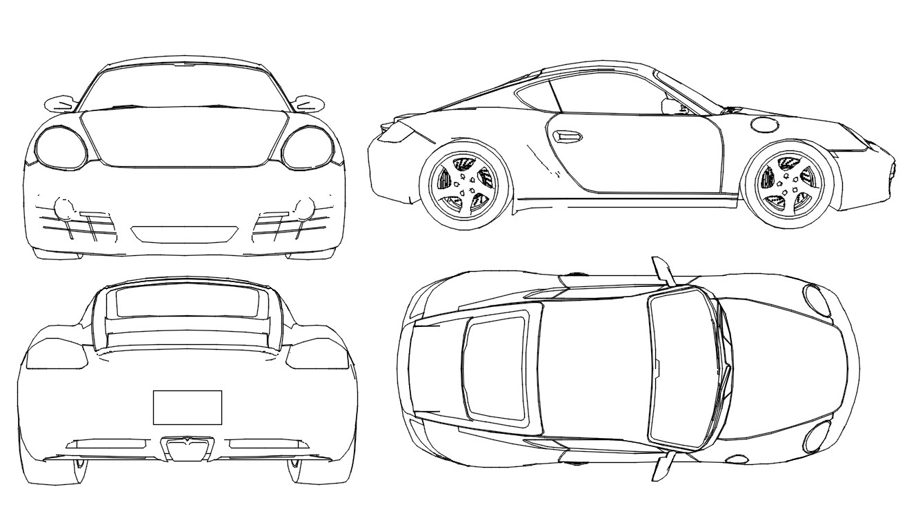 Porsche Cayman Car Drawing Cad Blocks Free Dwg File Cadbull