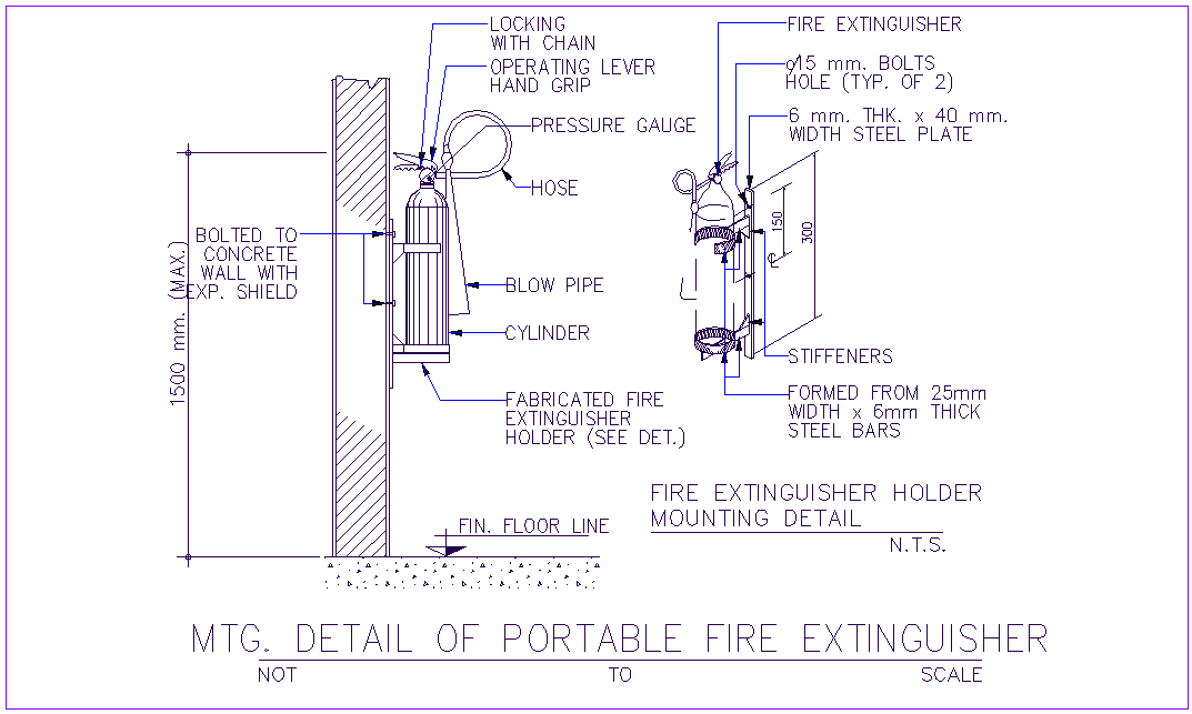 Wall Hung Fire Extinguisher Detail Cad Template Dwg Cad Templates Hot ...