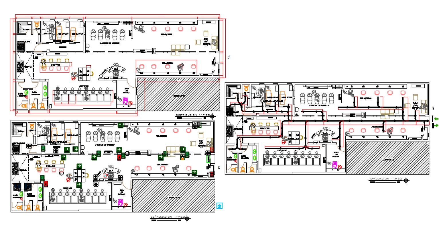 Professional Salon Floor Plan With Interior Design Autocad