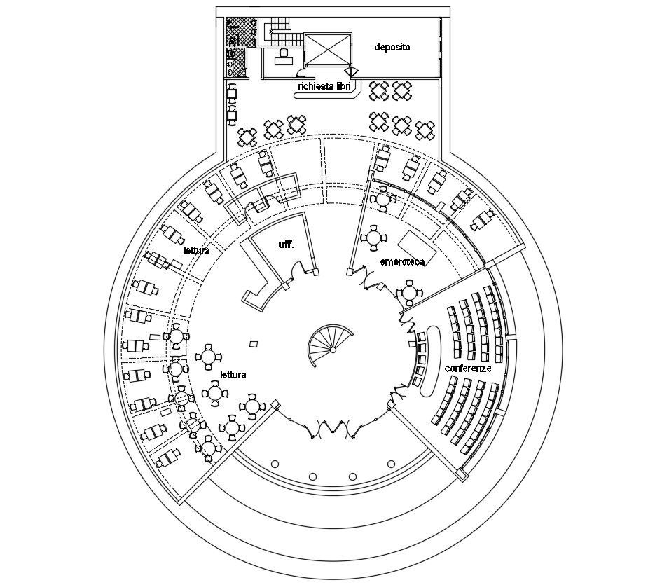 Public Library Plan DWG File Cadbull