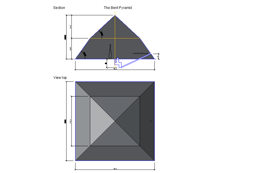 Pyramid Top View And Elevation Cadbull