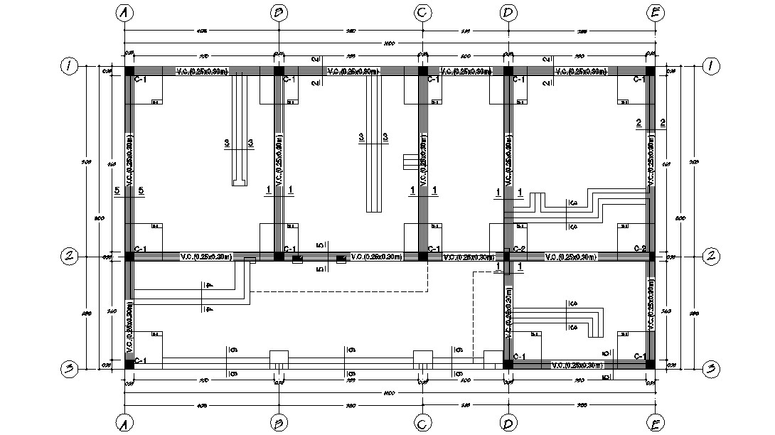 Typical Rcc Column And Footing Plan With Section Drawing