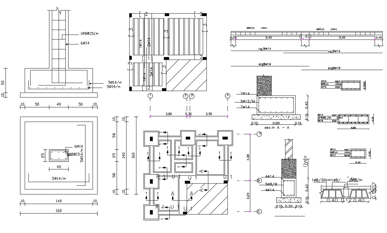 Column Footing Design Rcc Structure Cad Drawing Cadbull