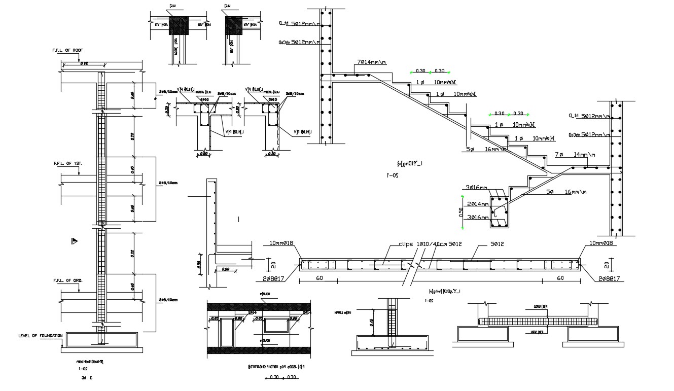 Structural Units Of Rcc Block D Drawing In Autocad Software Cadbull