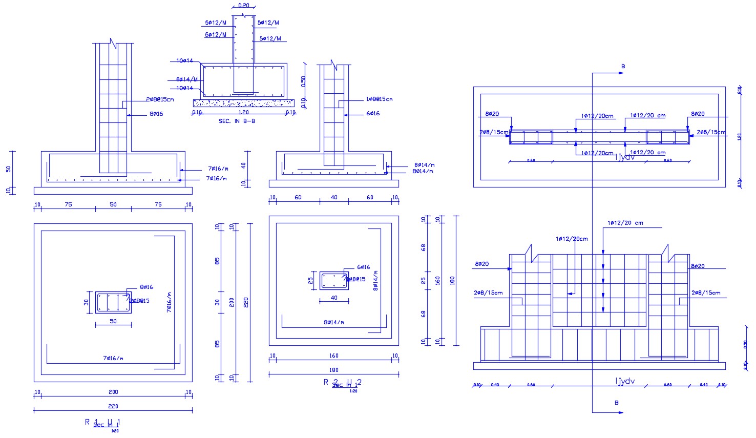 Rcc Foundation And Column Section Drawing Dwg File Cadbull