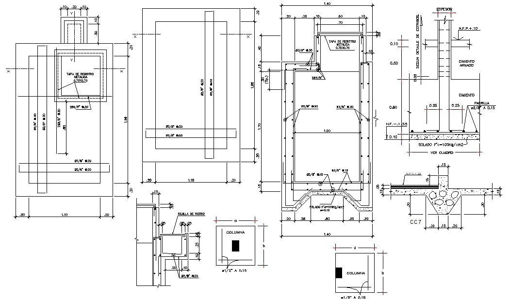 Rcc Foundation Structure Design 2d Autocad Drawing Cadbull