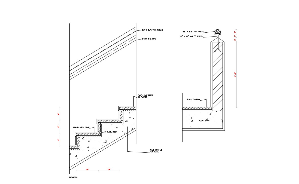 RCC Staircase DWG File - Cadbull