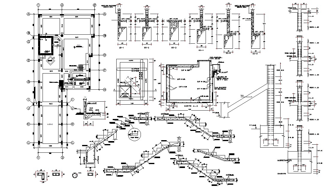 RCC Structural Blocks Design AutoCAD Drawing - Cadbull