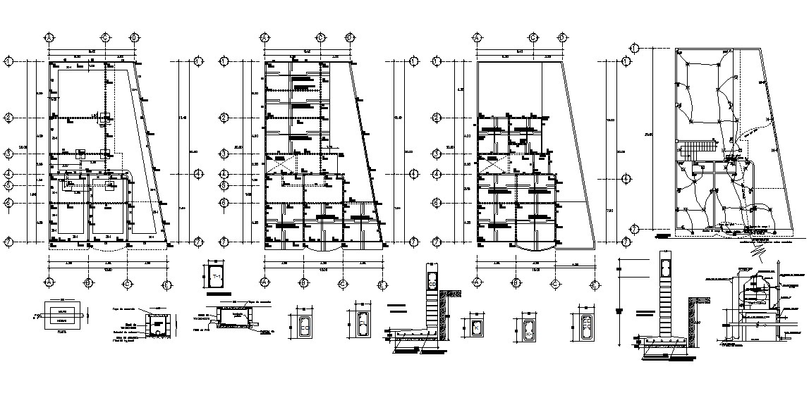 RCC Structure Design 2d CAD Drawing - Cadbull