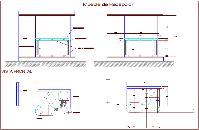 Reception Table Furniture View For Admin Area Dwg File Cadbull