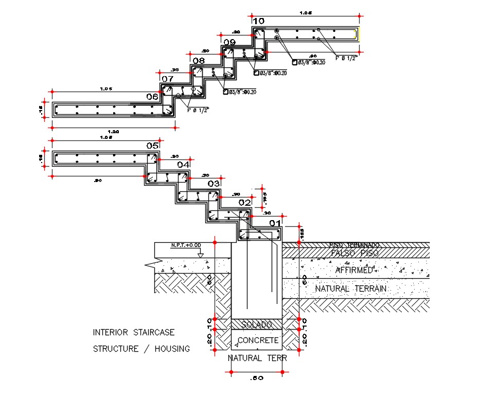 Reinforced Concrete Staircase Plan - Cadbull