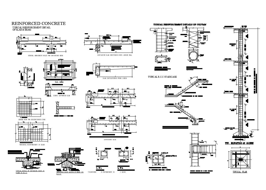 Reinforced concrete structured staircase, column and construction ...