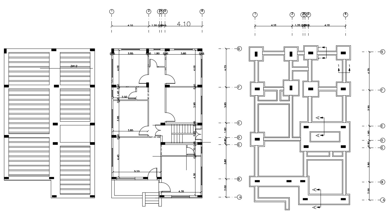 Residence House Column And Pier Foundation Layout Plan DWG