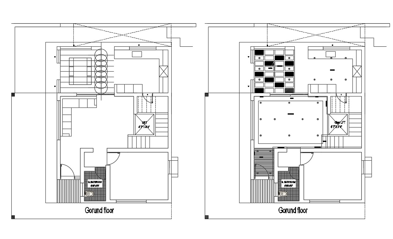 Residence House Ground Floor And Ceiling Plan Autocad File