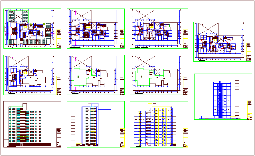 Residence municipal building plan and elevation view dwg file - Cadbull