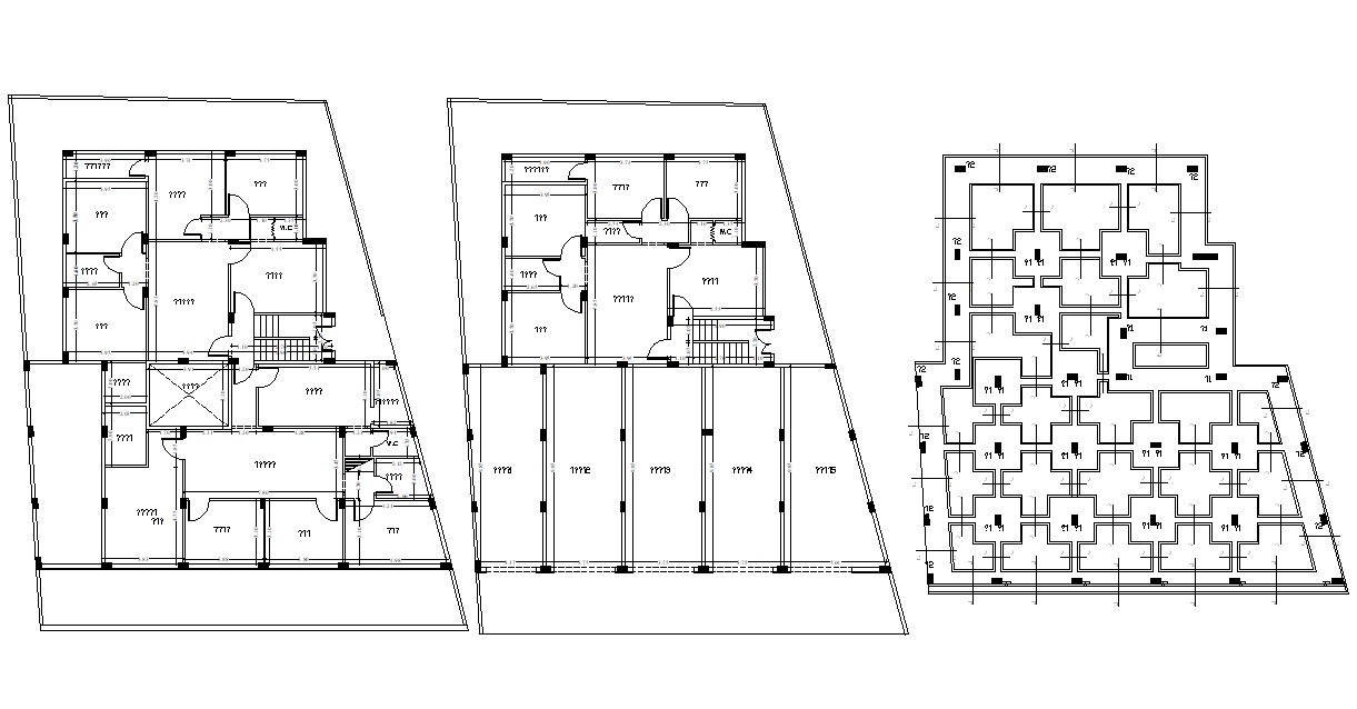 Residential And Commercial Building Floor Plan With Footing - Cadbull