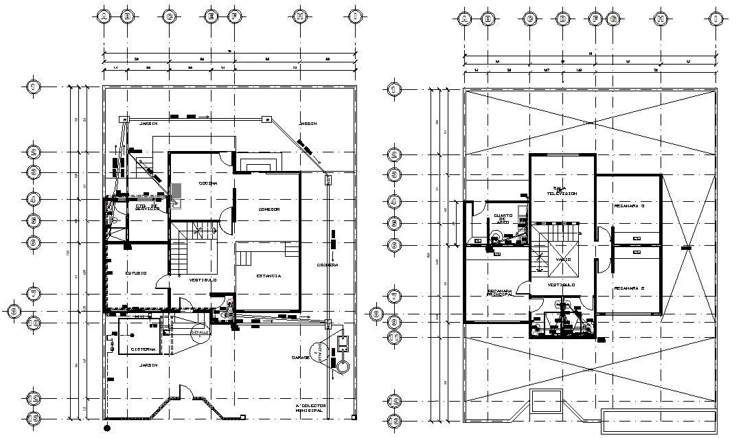 Residential Bungalow Working Plan AutoCAD Drawing - Cadbull