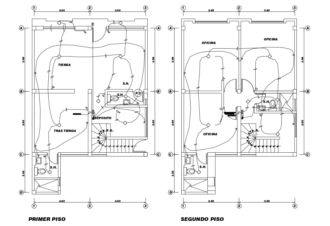 Residential Bungalow Electrical Layout In Autocad Cadbull