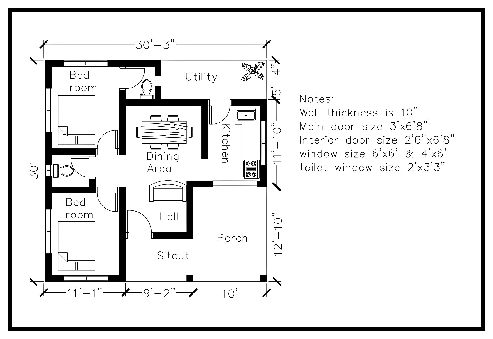 Residential House 900 Square Feet