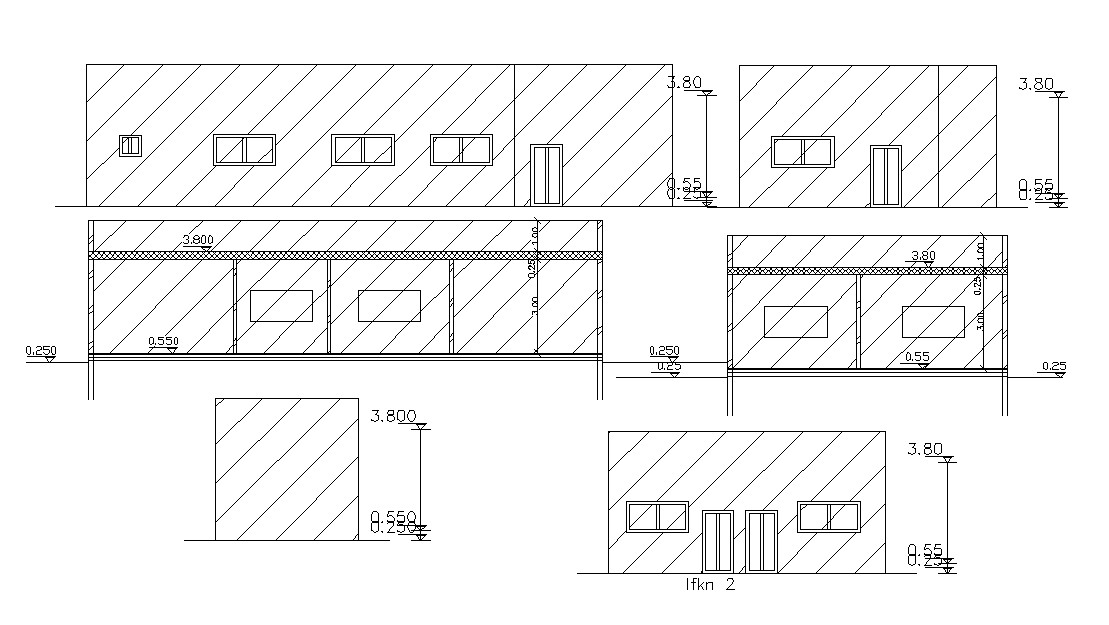 Residential House Elevation And Section Plan Cad File - Cadbull