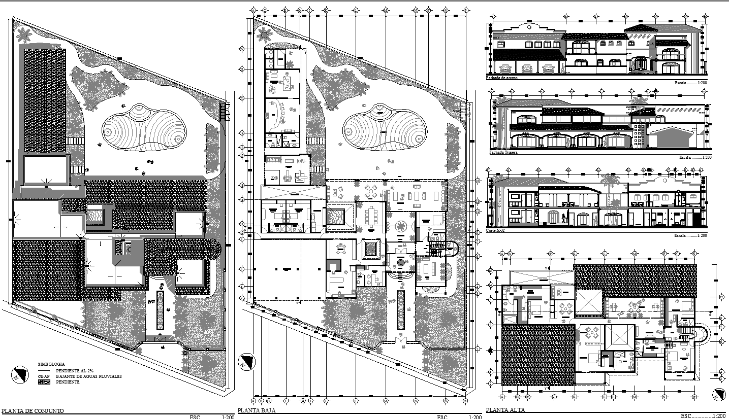 Resort Layout Plan And Elevation View Dwg File Cadbull